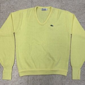 Vintage 80s Izod Lacoste Knit Pullover Sweater USA Men's Large Yellow Acrylic